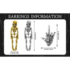 Orecchini Punk Gotici a Teschio in Lega Elettroplaccata, Borchie Oro Argento Unisex, Gioielli Moda Halloween con Design a Cuore Intagliato - Product Image 3