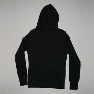 Sudadera con capucha negra de primera calidad para mujer con bolsillos rosas, ropa informal con capucha de corte largo de lana de algodón transpirable - Product Image 2