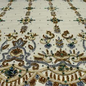 ผ้าปักลายมุก ชุดเดรสหรูหรา งานปักมือ ลูกปัดประดับ ผ้าลูกไม้หรูหรา - Product Image 3