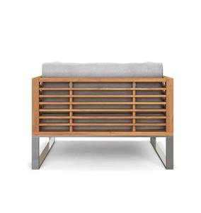 Conjunto de sofá para patio, sofá de madera de teca maciza para exteriores con patas de hierro, sofá de jardín con cojín impermeable, muebles para exteriores - Product Image 2