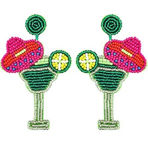 Pendientes de cuentas de semillas Pendientes hechos a mano bordados con forma de gota multicolor de la India Joyería de moda para mujeres y niñas - Product Image 4