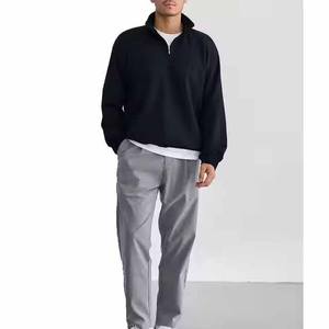 Sudadera Personalizada de Cuello Alto con Media Cremallera para Hombre, 100% Algodón Orgánico, Talla Grande, Hombros Caídos, Sudadera Lisa con Cremallera de Cuarto para Hombre - Product Image 3