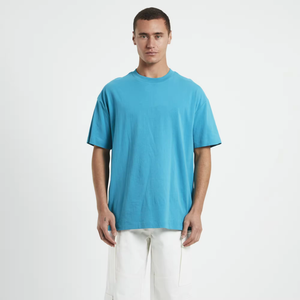 Camiseta estampada con hombros caídos para hombre, camisetas de verano informales de gran tamaño holgadas de algodón 100% personalizadas - Product Image 1