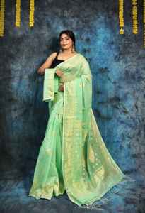 Sari Exclusivo Tejido a Mano con Telar Khadi, Teñido Liso, Ecológico, de Secado Rápido y Ligero para Vestidos, Prendas y Accesorios - Product Image 5