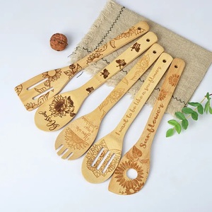 Luxury Eco-Friendly Degradable Black Outdoor Party Travel Portable <b>Kids</b> 6 Pieces Wooden Spoon Cutlery <b>Set</b> - Product Image 1