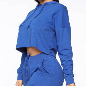 Sweat à capuche court tendance pour femme, 100 % coton respirant, anti-plis, avec logo personnalisé imprimé sur le devant, style streetwear - Product Image 2