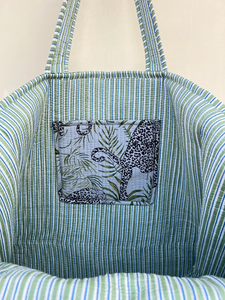 Sacs de marché matelassés en coton indien faits à la main imprimés en blocs pour faire du shopping sacs fourre-tout en coton et sacs Jhola - Product Image 3