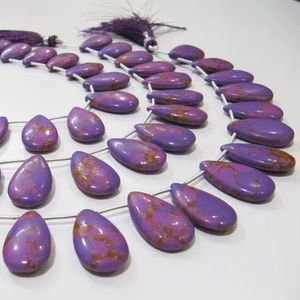 Cobre púrpura Turquesa Forma de pera Tamaño liso 12x20mm Hebra de cuentas 8 pulgadas de largo Vendido por hebra - Product Image 1