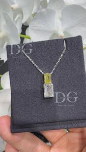Collar Solitario de Diamante Amarillo Esmeralda Cultivado en Laboratorio, Colgante de Plata 925, Corte Marquesa, 3.00ct, VVS-VS, Certificado IGI, para Mujer, Ideal para Fiestas - Product Image 3