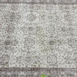 Tapis, 5,8x9,6 pieds, tapis vintage, tapis gris patchwork en laine - Product Image 5