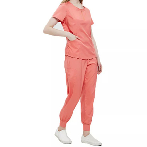 Ensemble de gommage pour femmes haut confortable à col en V et pantalon de jogging avec poches, ensemble de gommages de taille pour femmes - Product Image 6