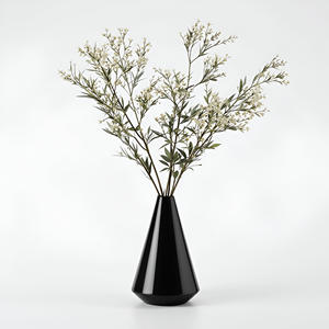 Modern Chic Glossy Black Conical Flower <b>Vase</b> Sleek Design Stylish Home Decor Sleek Floral Display for Weddings <b>Other</b> Occasions - Product Image 2