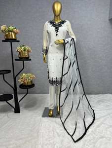 Conjunto de Kurti de Alta Calidad para Mujer, con Bordado de Hilo de Georgette Sintética, Diseño de Última Moda, para Bodas, por FabZone - Product Image 2