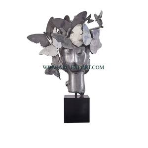 Escultura decorativa para el hogar de gran tamaño de forma redonda, escultura de acero inoxidable y fundición de peltre de aluminio de Color plateado y dorado - Product Image 6