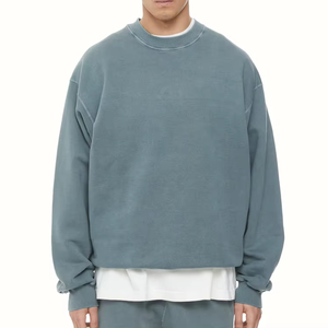 OEM Service New Latest Design Adult Size Men Oversized Faded Blue <b>Sweatshirt</b> High Quality Breathable <b>Long</b> Sleeve Men <b>Sweatshirt</b> - Product Image 1