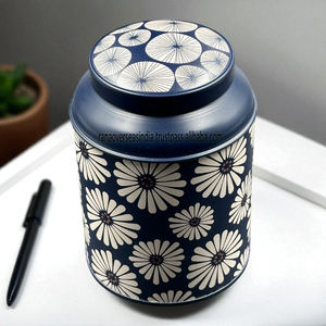 Decorative Floral Motif Metal <b>Tea</b> Storage Jar with Lid Stylish & Durable Container <b>Tea</b> Lovers Ideal <b>for</b> <b>Gifting</b> and Home Use - Product Image 4