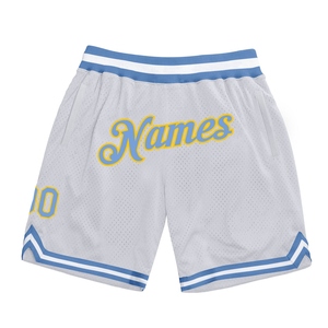 Industrie Direct Engro Sportswear Basketball Shorts Personnalisé Blanc Bleu Clair-Or Authentique Throwback Basketball Shorts - Product Image 1