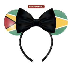 Diadema de vinilo personalizada de fábrica - Diseño de orejas de ratón hechas a medida con concepto de preaprobación, Bandera de Guyana H.E.R. Accesorios - Product Image 1