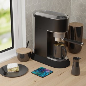 Dessous de verre en bois avec impression artistique, tapis de boisson de table en pierre décorative pour restaurants, utilisation de café, cadeaux d'entreprise, - Product Image 3