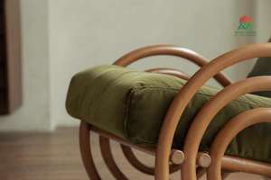 Artistic rattan lounge <b>chair</b> with grey <b>cushion</b> <b>outdoor</b> patio <b>chair</b> <b>for</b> balcony garden relaxation, custom colors. - Product Image 3