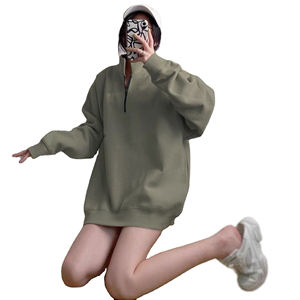 เสื้อสเวตเตอร์มีฮู้ดของผู้หญิงเสื้อสเวตเชิ้ตมีฮู้ดโอเวอร์ไซส์ธรรมดาทรงโอเวอร์ไซส์ออกแบบโลโก้ได้ตามต้องการ - Product Image 2