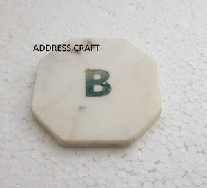 Best Price Indian Handmade Marble Wood <b>and</b> Metal Round Shape White <b>and</b> <b>Blue</b> Color <b>Coasters</b> Set Kitchenware Table Decorate Used - Product Image 3