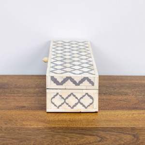 HF งานหัตถกรรมฝังกระดูกสีเทาสีขาวกล่องเครื่องประดับตกแต่งกล่องเก็บของอเนกประสงค์สี่เหลี่ยมกล่องเก็บของที่ระลึกสำหรับเครื่องประดับ - Product Image 4