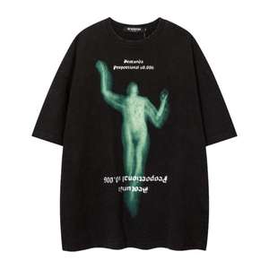 เสื้อยืดพิมพ์ลายเต้นรำสีดำครึ่งแขนเสื้อแฟชั่นขนาดใหญ่เสื้อยืดดิสโก้คอนเสิร์ตคลับปาร์ตี้ธีมเสื้อยืดสไตล์ตะวันตก - Product Image 3