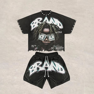 Summer Outfits T-Shirt & <b>Shorts</b> <b>Set</b> Men's 2 Two Piece Cotton <b>Tshirt</b> & <b>Shorts</b> <b>Set</b> Custom Acid Wash DTG Printed Summer <b>Shorts</b> <b>Set</b> - Product Image 4