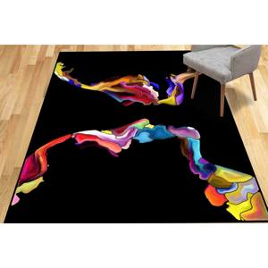 Tapis imprimé avec silhouette de couple abstraite colorée - Tapis d'entrée moderne pour bureau, tapis doux non tissé - Product Image 4