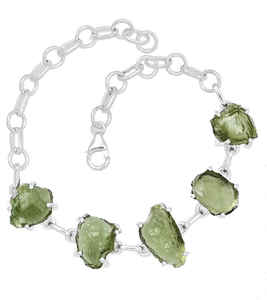 Elegant925 plata esterlina sólida plateada larga moldavita Real piedra preciosa pulsera de plata al por mayor peso ligero pulseras de plata OEM - Product Image 6