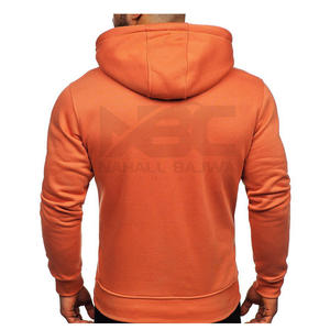 Wholesale High Quality Plain High Collar Unisex 100% Cotton <b>Orange</b> Hoodie Customizable GSM Mens <b>Hoodies</b> Made in Pakistan. - Product Image 4
