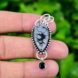 Boho Style classique pendentif bijoux pour femmes bijoux en argent 925 argent Sterling flocon de neige pierre précieuse pendentif fait main cadeau pour - Product Image 3