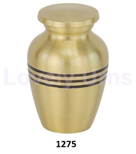 Urnas clásicas de recuerdo de latón bronce de tres bandas para cenizas caja de terciopelo gratis - Product Image 1