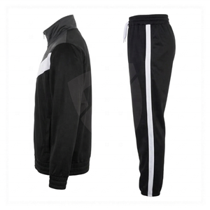 Tracksuit Set Black <b>White</b> Color Blocking Full Zip <b>Jacket</b> With Side Pockets And Drawstring Pants Unisex Adult Autumn Sporty Style - Product Image 2
