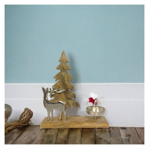 Pieza decorativa única de renos y árboles de Navidad, decoración navideña elegante para el hogar o la oficina, exhibición festiva - Product Image 1