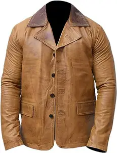 Yeni tasarım premium kalite deri deri blazer ceket ofis aşınma deve renk iyi görünümlü moda ceket