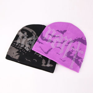 Gorros de Invierno Personalizados al por Mayor con Diseño de Calavera, Tejido Jacquard, Logotipo Personalizado OEM, Impresión Digital, 100% Acrílico, Unisex, Estilo Vintage - Product Image 1