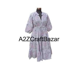 Vestido Midi Himanshi 100% Algodón Puro para Mujer, Hecho en India, Elegante, Cómodo, Informal, para Fiestas de Verano, Calidad de Tela Premium - Product Image 5