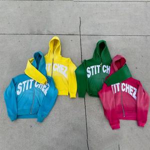 Trendy <b>Y2K</b> Acid Wash Tracksuit Cotton Streetwear Hoodie Flare Sweatpants Set with Zip Rhinestone Print Customizable Short Tops - Product Image 5