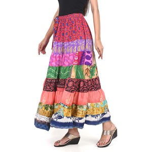 Colorful Tiered Bohemian <b>Skirt</b> Eco Friendly Fabric Long <b>Maxi</b> <b>Skirt</b> for Women Adjustable Waist Casual Ethnic Summer Clothing - Product Image 4