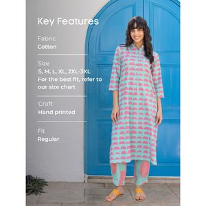 Cherry Sorbet Printed Cotton <b>Shirt</b> Kurta - Product Image 2