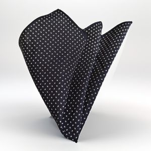 Navy and <b>White</b> Geometric Patterned 100% Cotton <b>Pocket</b> <b>Square</b> - Product Image 1