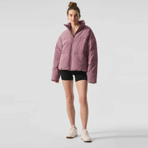 Venta al por mayor de chaqueta acolchada personalizada de las mujeres de color sólido transpirable bajo precio logotipo impreso tela de satén con forro de nylon - Product Image 2