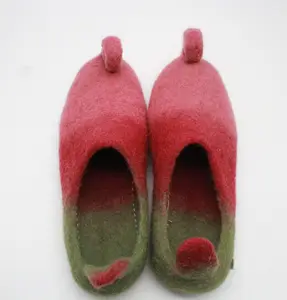 צמר Felted נעל-שלושה בצבע עוצב מקורה נעל חם ונוח הנעלה-בעבודת יד בנפאל על ידי מאומן אומנים