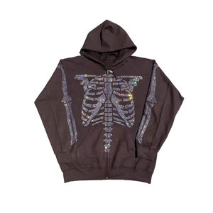 Sudadera con capucha de gran tamaño unisex personalizada con diamantes de imitación ropa de calle ropa de invierno pulóver sudadera con diamantes de imitación para invierno técnica teñida lisa - Product Image 5