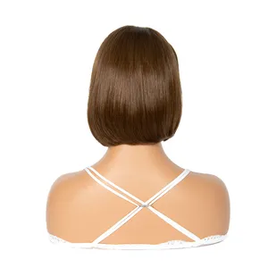 Parrucche lisci capelli umani capelli lisci brasiliani parrucche di colore marrone capelli parrucca di pizzo per donne bianche