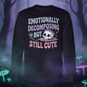 T-Shirt Promozionale a Maniche Lunghe con Stile Goth Morbido e Energico, Carino ma Spaventoso, per la Salute Mentale - Product Image 3