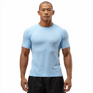 Athletic Workout Rash Guard <b>Men</b> Lightweight Quick Dry Short Sleeve Compression <b>Top</b> <b>Men's</b> 100% Polyester <b>Swim</b> Beach Shirt <b>Mens</b> - Product Image 1