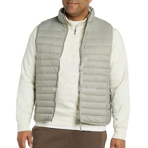 Doudounes d'hiver personnalisées pour hommes en toile de qualité respirante et confortable sans manches avec col montant et logo à l'avant - Product Image 3